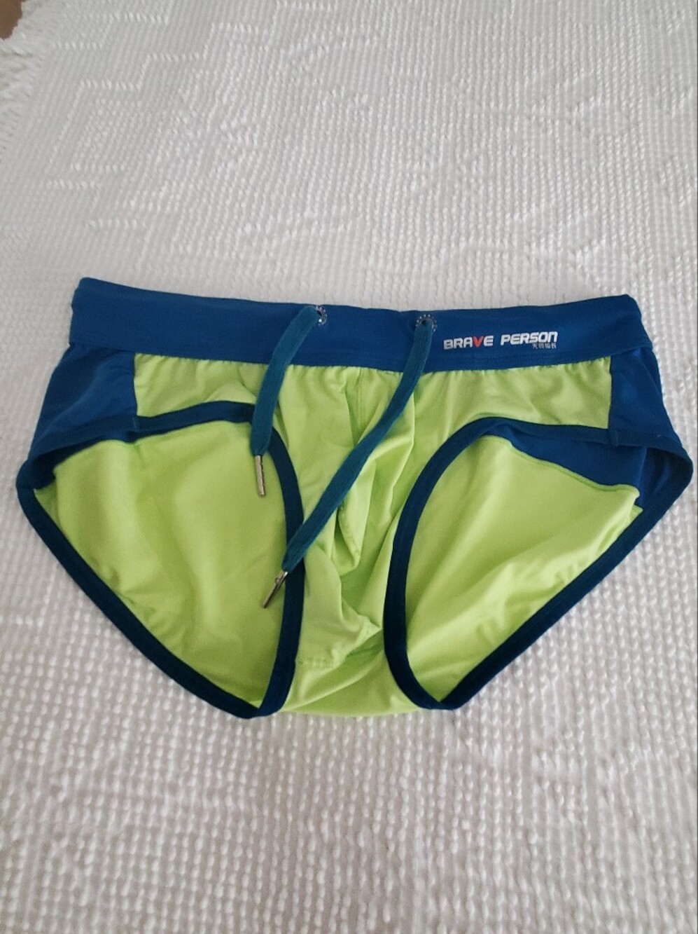 Brave Person Lime & Navy Men's Swim Trunks with Drawstring